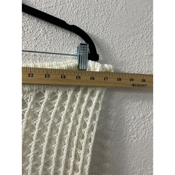 Cream Swim Cover Beach Pants Womens Crocheted Size M Wide Leg Scalloped Hem - Picture 4 of 9